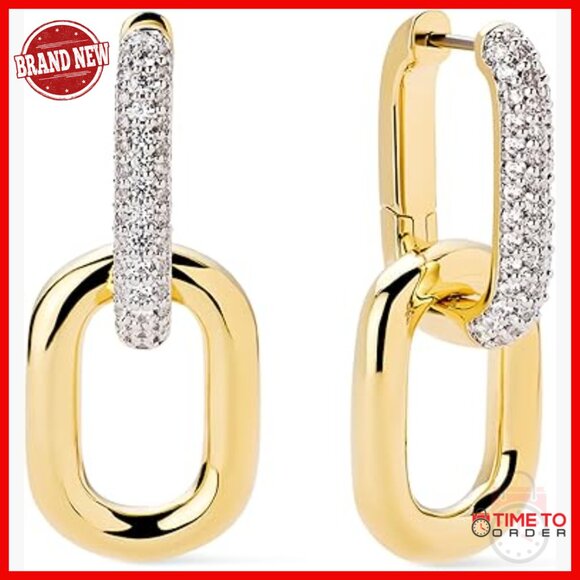 14K Gold Plated Double Hoop Earrings Lightweight Hypoallergenic Daily Wear
